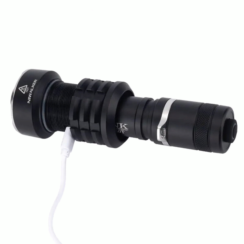 Black - Niwalker N70T 3500LM Tactical Flashlight 300M Thrower Type-C 21700 Battery Rechargeable Tact