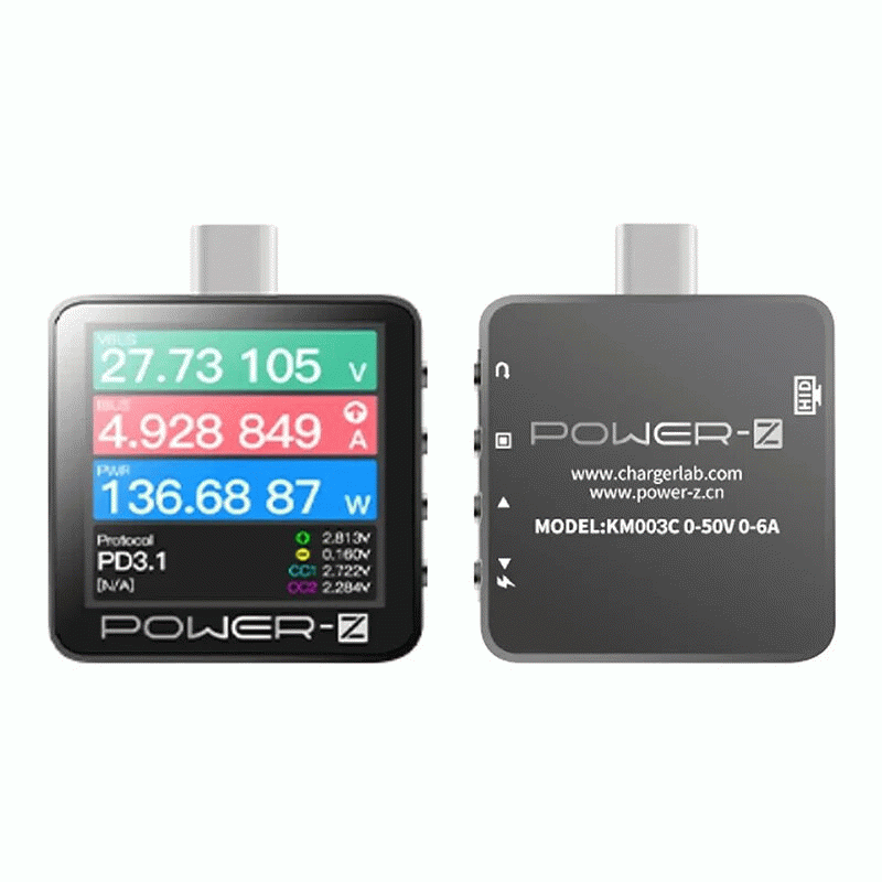 ChargerLAB POWER-Z KM003C Detector Tester for Mobile Repair USB PD3.1 Protocol 48V Range Dual Type-C