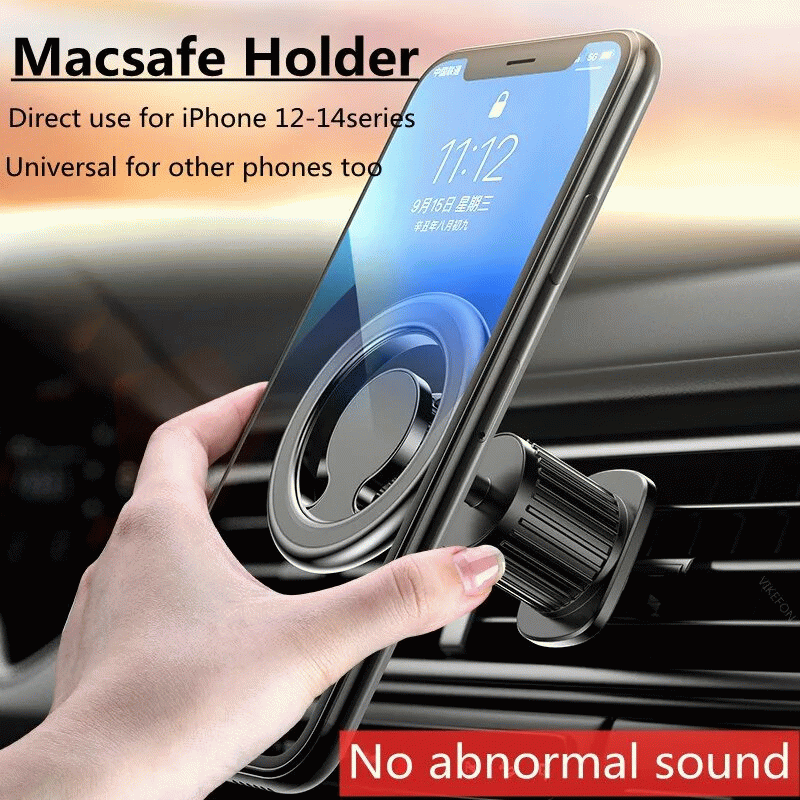 Silver-Rear Seat Mode - Mini Magnetic Car Phone Holder Stand 360 Rotary Support in Car for iPhone 15