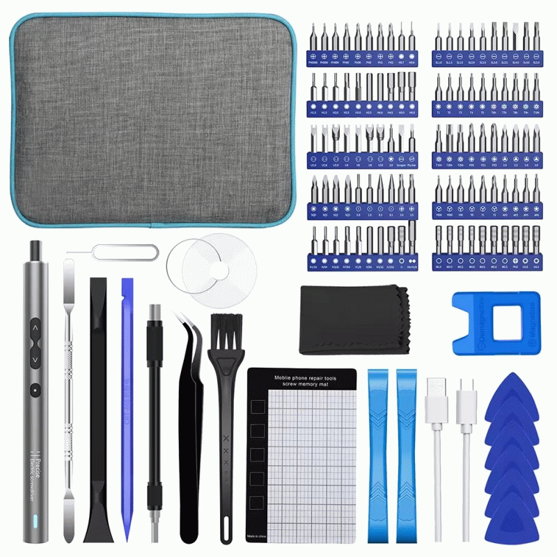 120 in 1 Precision Electric Screwdriver Set 350mAh Lithium Battery 180 RPM Motor 100 Precision Bits