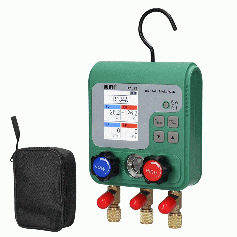 #B - Electronic HVAC Manifold Gauge MT02 Dual Pressure Tester 92 Refrigerants Digital Processing for
