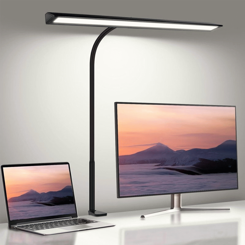 Black - LED Desk Lamp with Clamp 25 Lighting Modes Eye-Caring USB Powered Flexible Gooseneck Adjusta