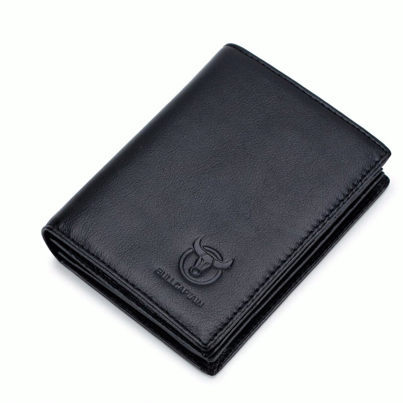 Black - BULLCAPTAIN Men's Genuine Leather Wallet Multi Card Bag Large Capacity Bifold Wallet Credit