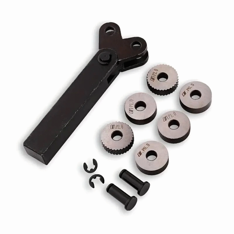 7PCS - 7pcs Steel Dual Wheel Knurling Tool Set with Diagonal Linear Knurl Wheel 0.5/1/2mm Pitch