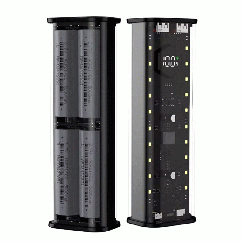 Black - 21700 Battery Storage Box 4 Slots DIY Power Bank Box for 21700 Charger Dual USB Output Type-