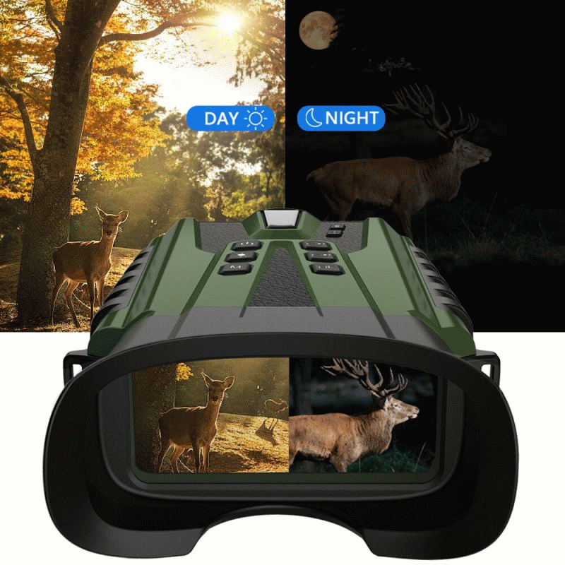 Black - Night Vision Binoculars for Adults with Full Color Night Vision Backlit Buttons 4X Optical Z