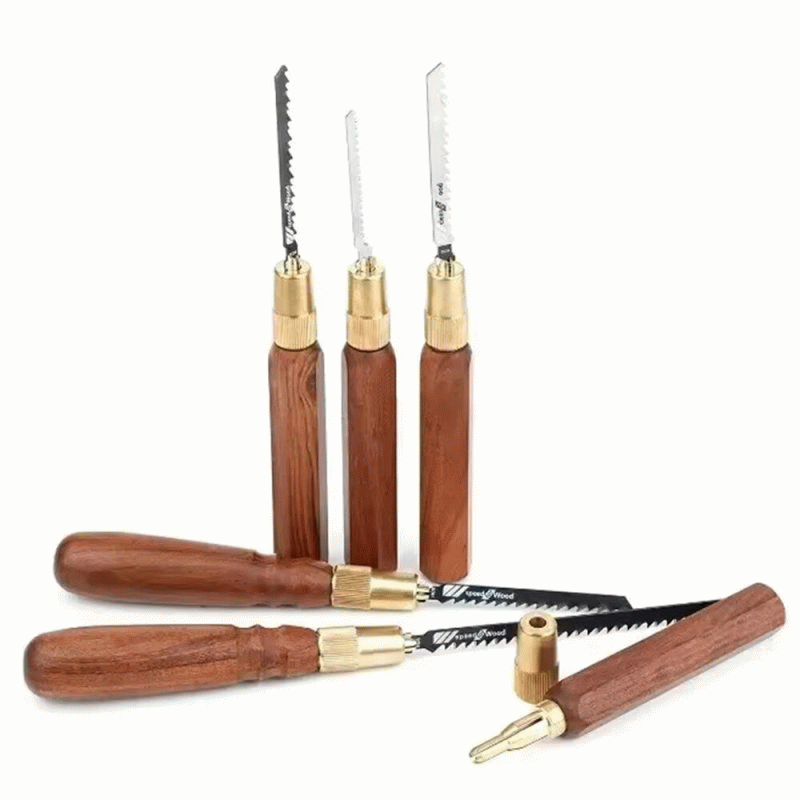 D - Woodworking Hand Saw Rosewood Handle High Carbon Steel Blades Brass Collet Interchangeable Blade