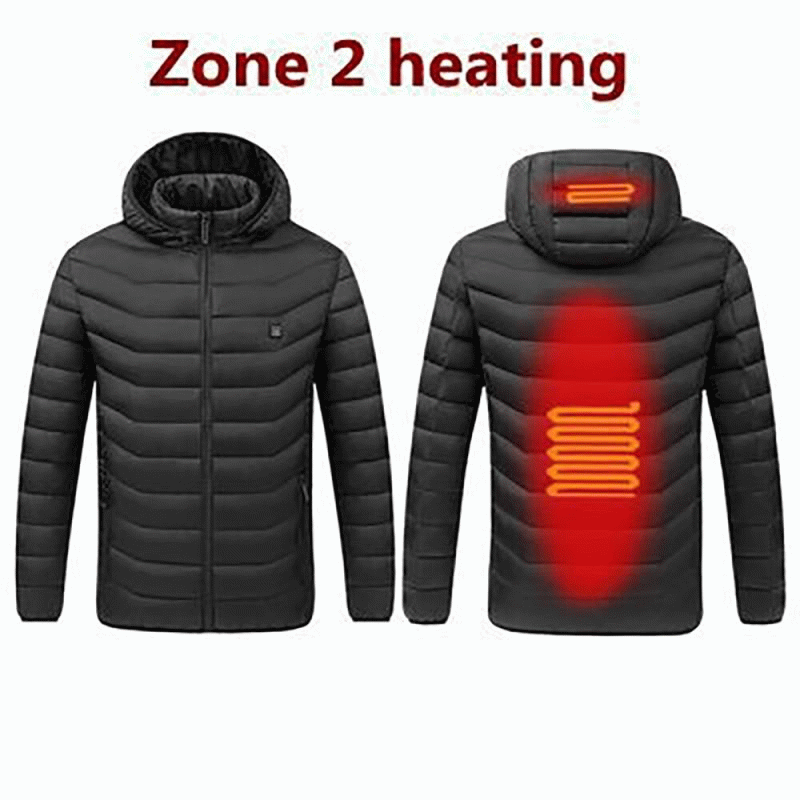 2XL - 2 Zone Electric Heated Jacket Winter Intelligent USB Rechargeable Heating Cotton Coat Motorcyc