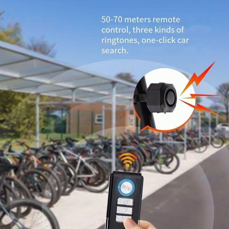 Black - XANES 110dB Bicycle Anti-theft Alarm Lock Wireless Control 70m Range 180 Days Standby USB Re