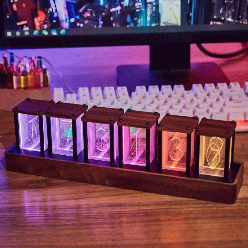 #02 - Nixie Tube Clock Vintage 16 Million RGB Electronic Table Clock Digital Led Desk Clock Home Dec