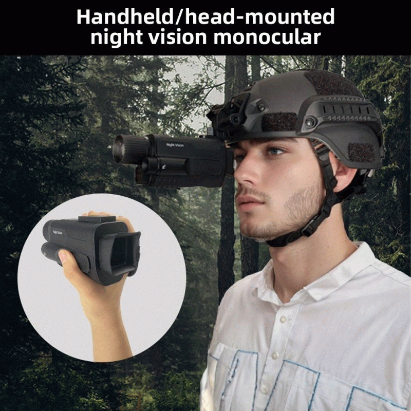 Black - Outdoor Waterproof Night Vision Monocular 4K Infrared Digital Night Vision Telescope with Fl