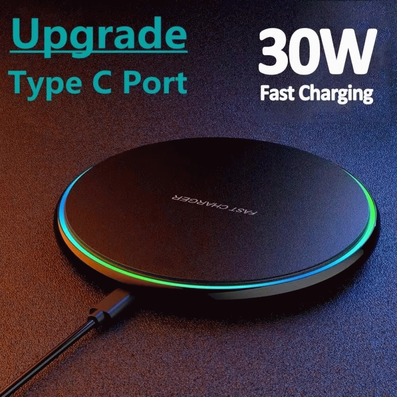 White - 30W Wireless Charger Fast Wireless Charging Pad for Smart Phones for iPhone 16 15 14 13 Pro
