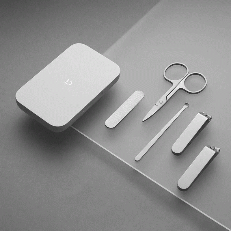 White - Xiaomi Mijia Portable Compact 5-Piece Mini Nail Clipper Set Stainless Steel Flat Nail Clippe