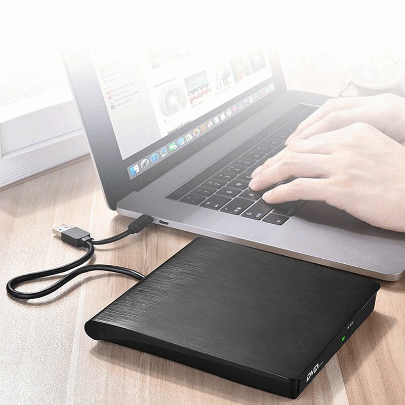 Black - XD020 USB3.0+Type-C 2-in-1 Slim External DVD RW CD Writer Drive Burner Reader Player Optical