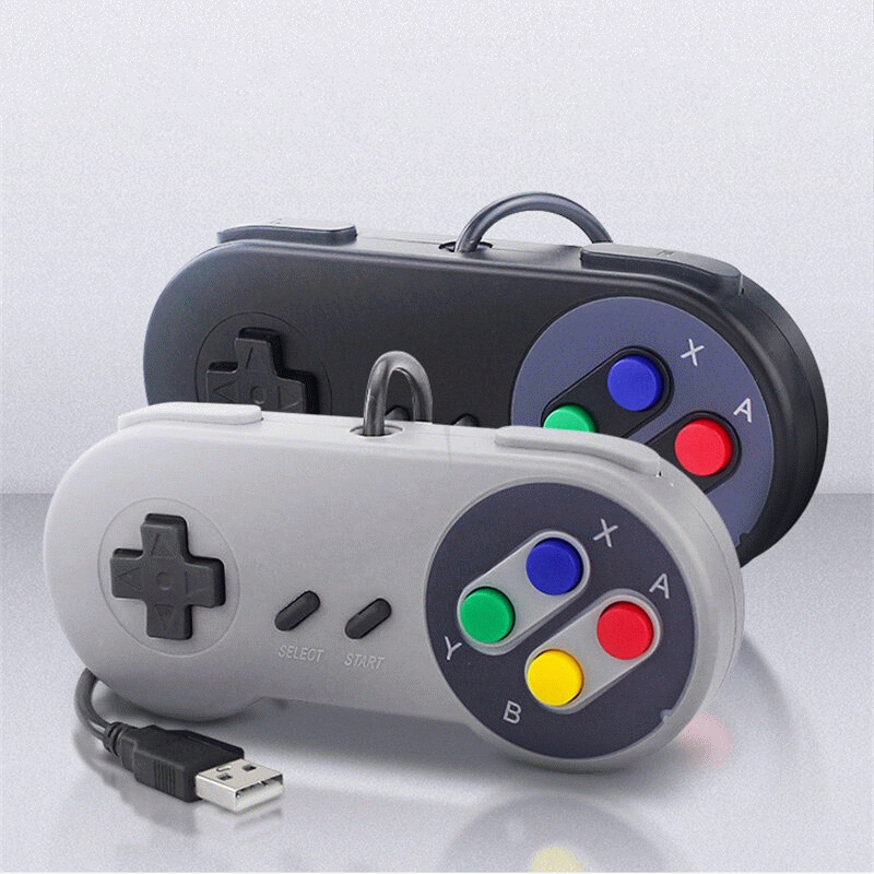 Black 2pcs - Retro Style USB Gamepad Controller for PC Raspberry Pi High Sensitivity Plug and Play S