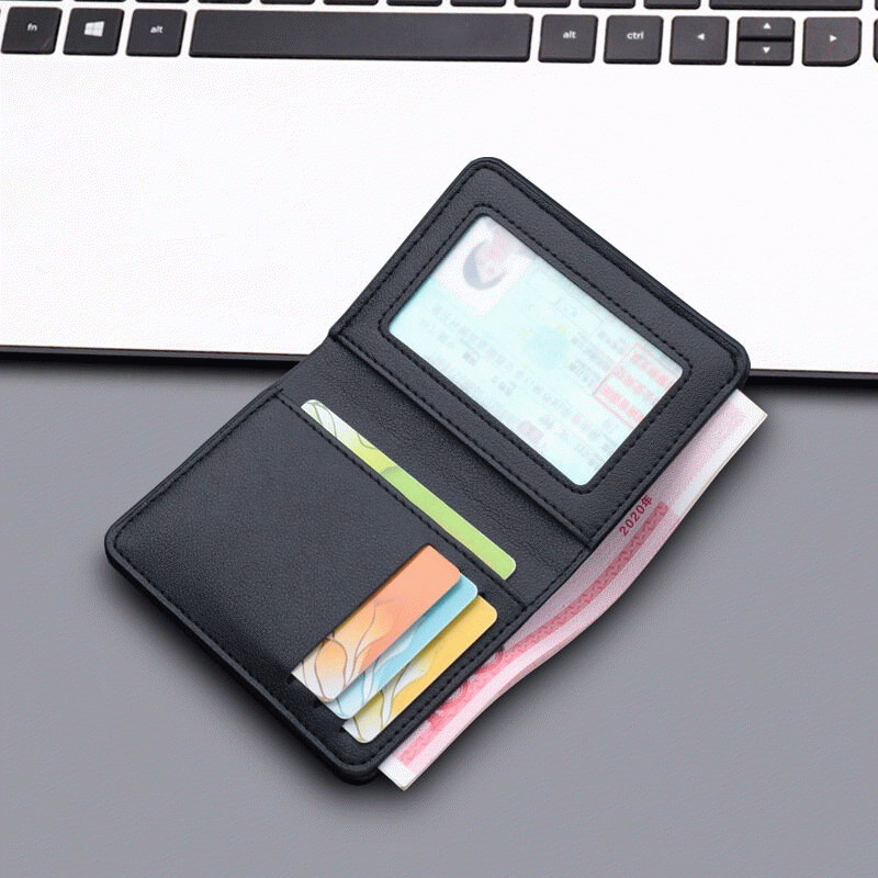 Black - Men's Vertical Wallet Thin PU Leather Anti-magnetic Clip Wallet Simple Style Urban Daily Com
