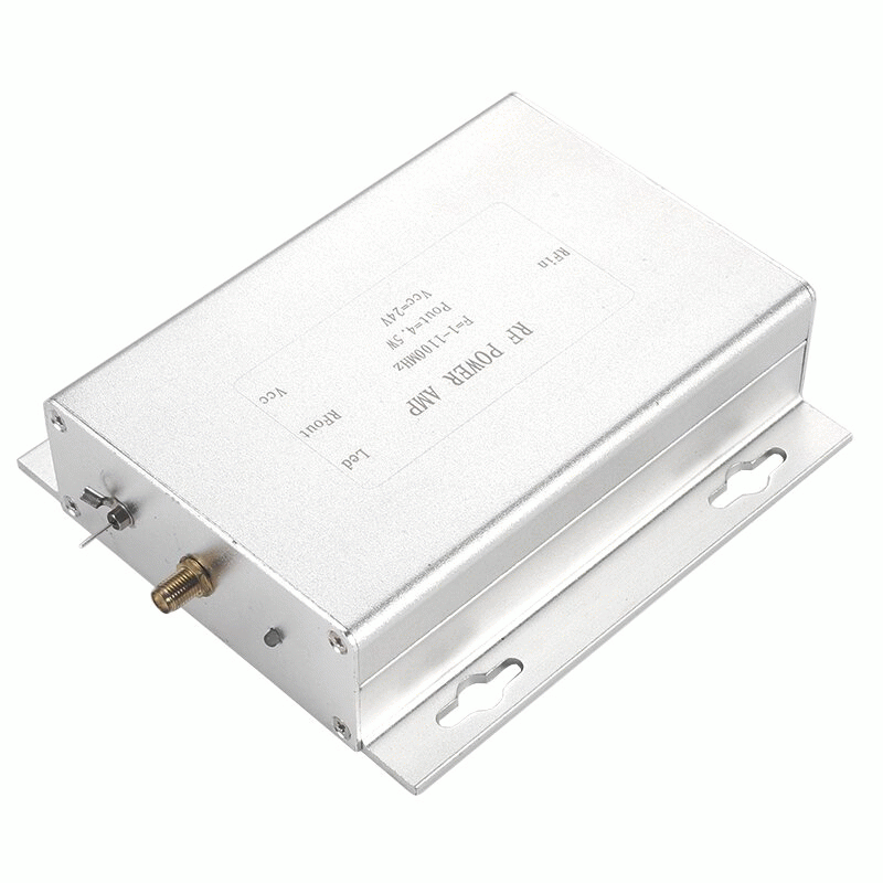 Silver - 1-1100MHz 4.5W RF Amplifier 4.5W High Gain 32-36dB Class A Linear SMA Connector 24-26V 400-