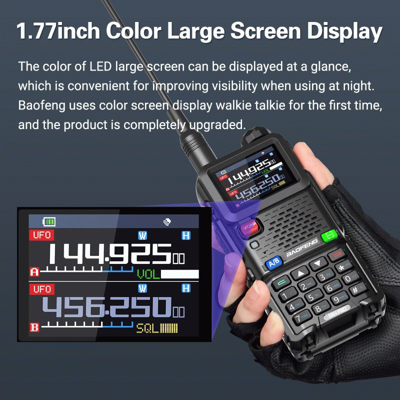 Baofeng UV-5RH PRO GPS Walkie Talkie Multi Band Wireless Copy Frequency NOAA Long Range Two Way Ham