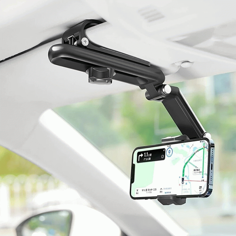 Grey - Universal Car Mobile Phone Holder Sun Visor Navigation 360 Rotation Car Support Direct View C