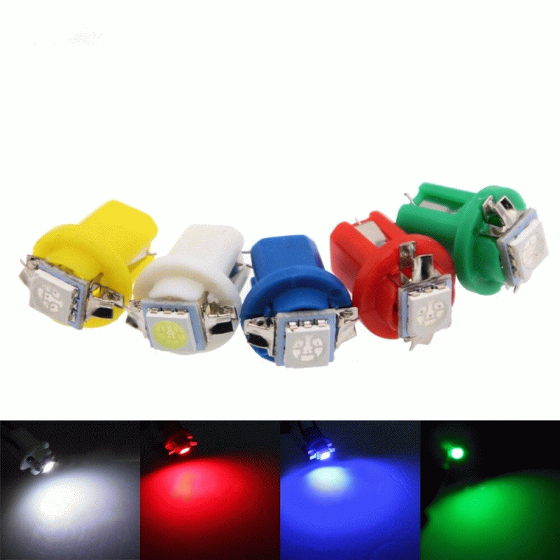 Yellow - 10 Pack LED Car Indicator Lights T5 B8.5d Width Light 5050SMD 1 LED Instrument Light Instru