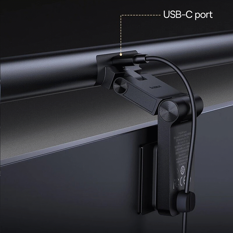 Black - Baseus Asymmetric Light Source Magnetic Monitor Light Bar Desk Lamp Stepless Touch Dimming U