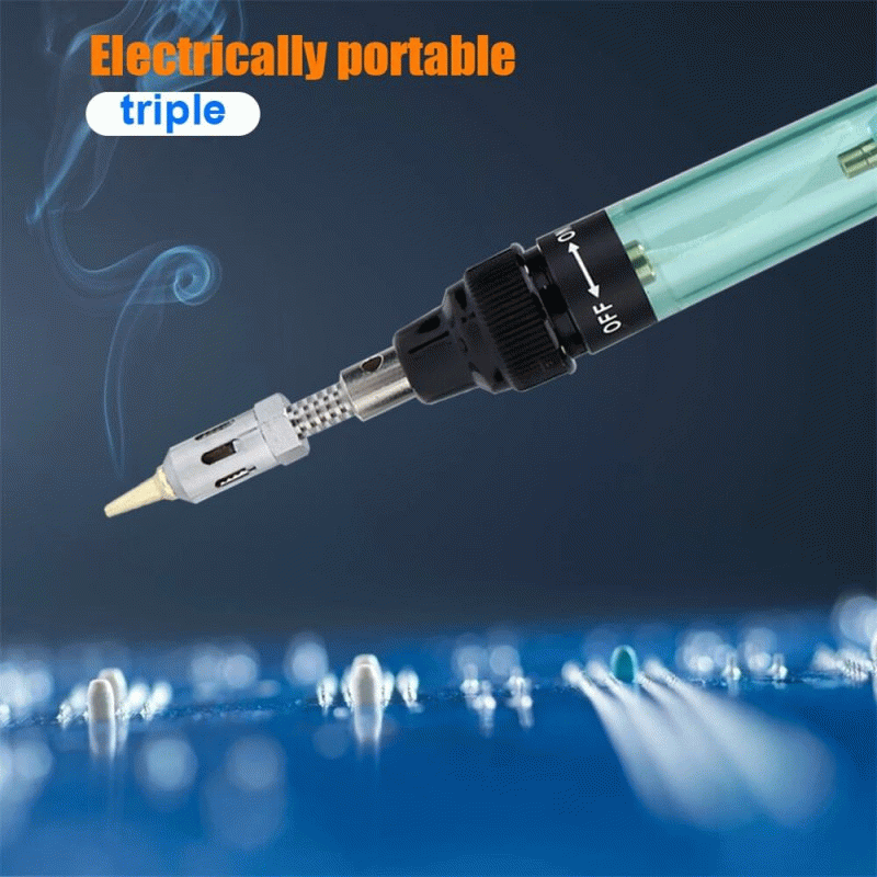 Green - 14-in-1 Wireless Butane Soldering Kit Adjustable 1300 Flame 450 Soldering Temperature 35-45