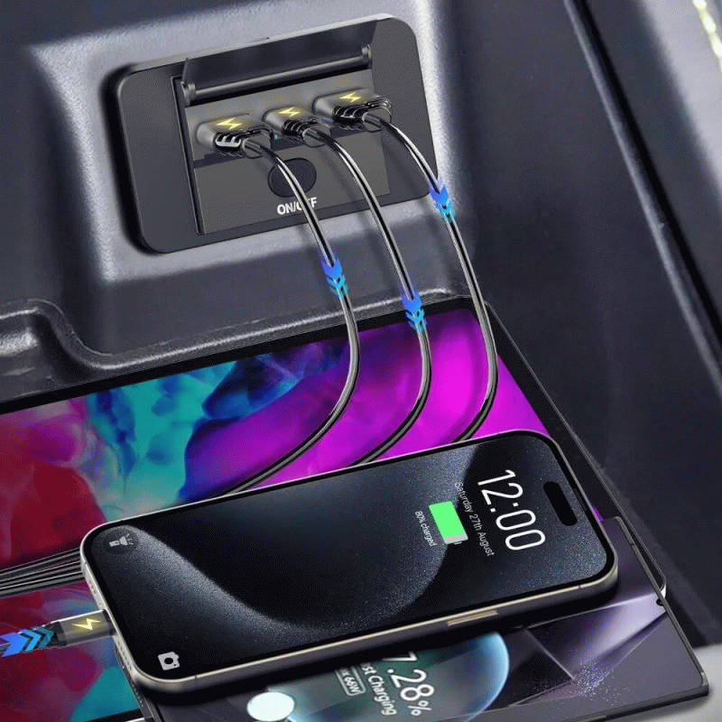 PD3.0+QC3.0+PD3.0 - 3 Port Car Charger Socket Multiple Device Charging 12V RV USB Outlet 72W Dual US