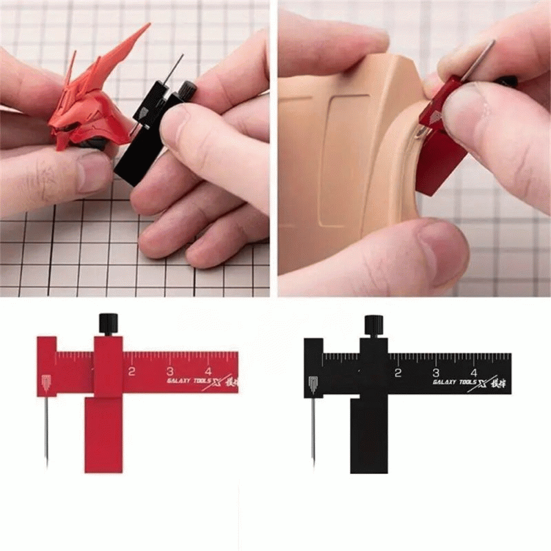 Black - Isometric Parallel Marker Adjustable T-square Mini Carving Ruler Aluminum Alloy SKH-51 Steel