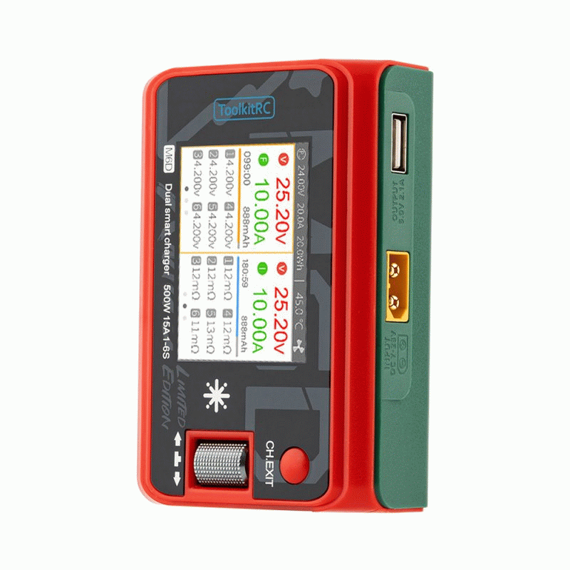 Xmas Red - ToolkitRC M6D Xmas Limited Edition 500W 15A DC Dual Channel with 2.4 Inch IPS LCD Screen