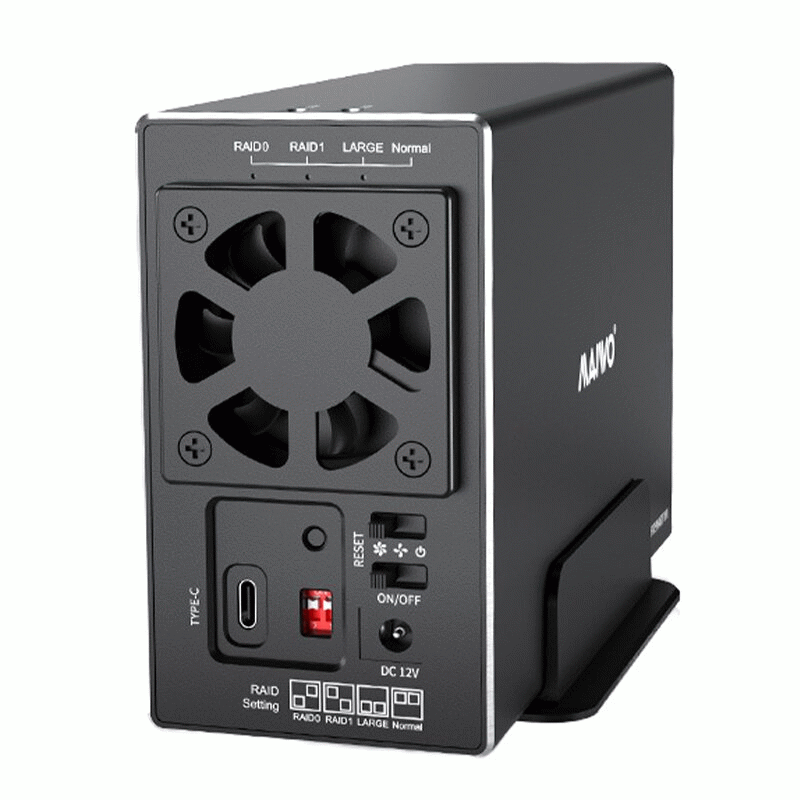 Type-C - 10Gbps - MAIWO 3.5'' HDD SATA RAID Storage Enclosure 5Gbps/10Gbps Dual Bay Hard Drive Docki