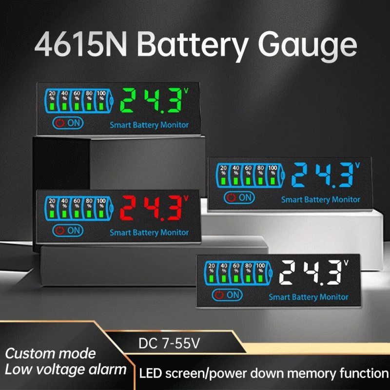 White - 3S-14S DC7-55V Battery Level Indicator 12V 24V 36V 48V 18650 Lipo Lithium Battery Capacity B