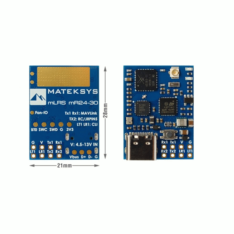 Mateksys MR24-30 mLRS (MAVLink long range system) firmware MAVLink 30dBm RF power 2.4GHz Receiver fo