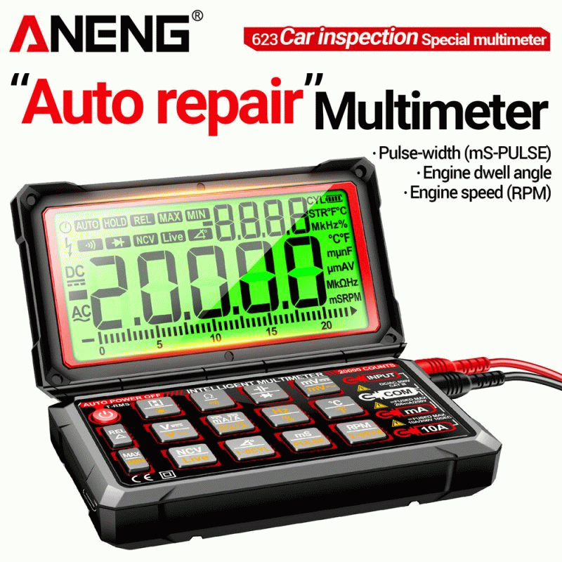 623 Pro - ANENG 623 623Pro Auto Repair Multimeter 20000 Counts AC/DC Voltage Current Resistance Capa