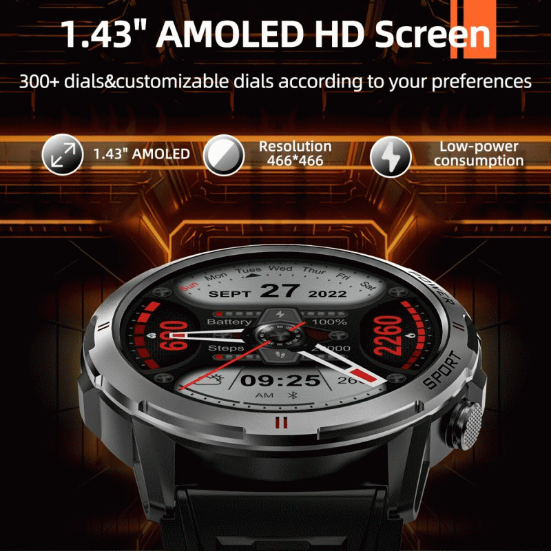 Pink - Weofly Explorer 1.43inch AMOLED Display AI Voice Assistant bluetooth Call Heart Rate Blood Pr