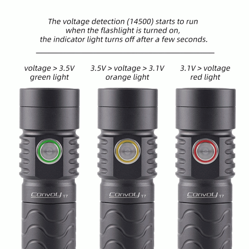 5700K - Convoy T7 TIR Lens Strong Floodlight Tactical Flashlight AA 14500 Battery 4Modes EDC Portabl