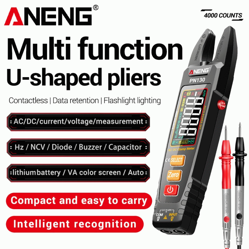 Black - ANENG PN130 Digital Clamp Meter 4000 Counts AC DC Current Voltage Tester Auto Range VA Color