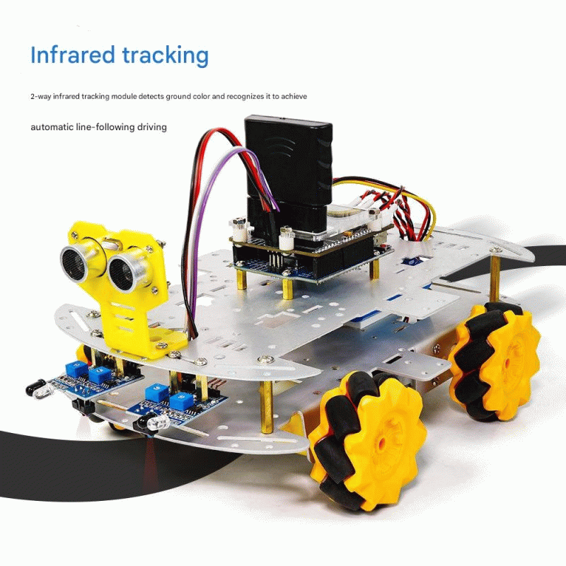 DIY Kit - 4WD Chassis DIY Intelligent Car Kit Mecanum Wheels Remote Control Ultrasonic Obstacle Avoi