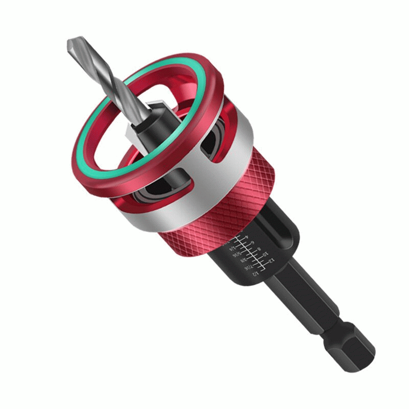 Red - 5pcs Countersink Drill Bit Set with Depth Stop High-quality 6542 Steel and Aluminum Alloy Mult