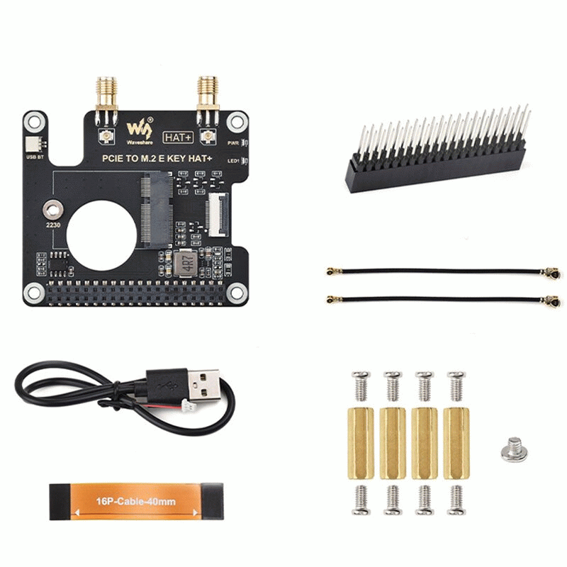 Black - for Raspberry Pi 5 PCIe To M.2 E KEY HAT Converter Board Compatible for NGFF Wireless Networ