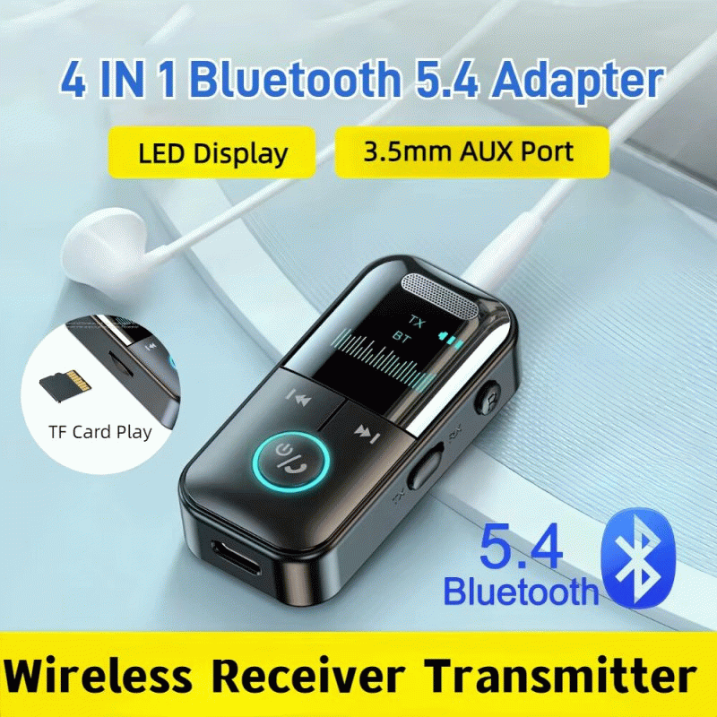 Black - Bluetooth Audio Receiver/Transmitter Wireless Audio For Car Music Headphone Speaker PC TV 20