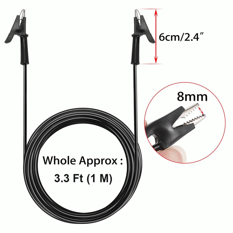 1M - Dual Ended Crocodile Alligator Clips 15A Test Lead Wire Cable 3.3 ft with Copper Clamps Electri