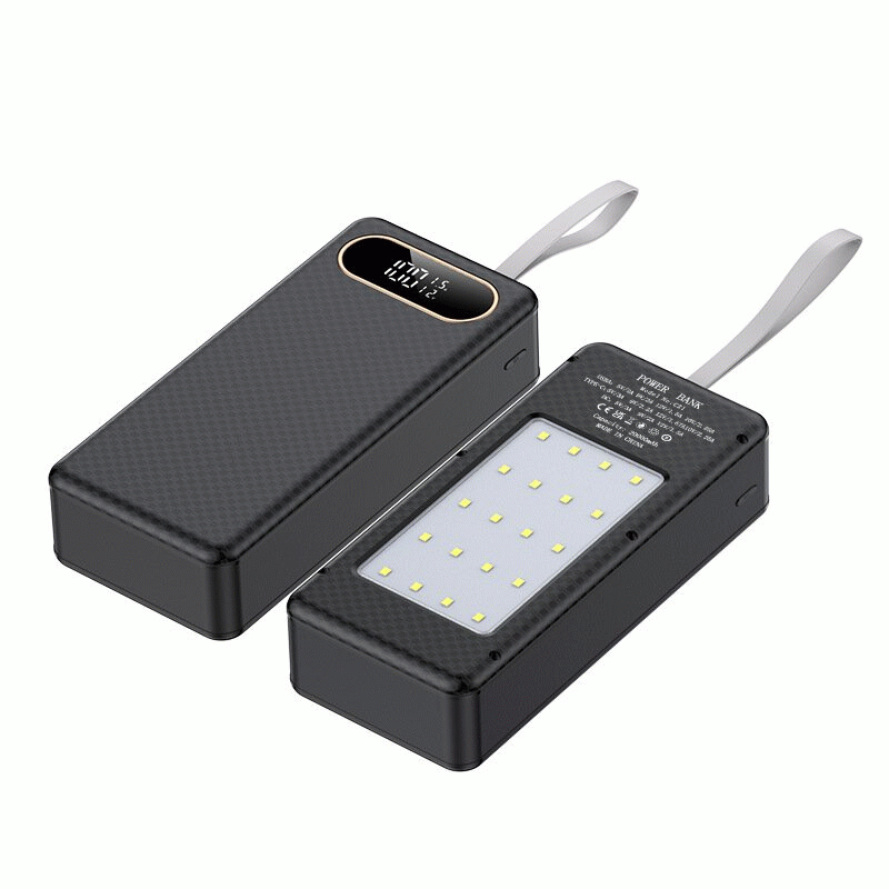 Black - 18650 Mobile Power Supply DIY Kit Super Fast Charging 22.5W DC Output Portable Lightweight L