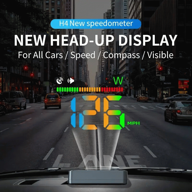Black - Car HUD Head-up Display GPS Multi-function Speedometer HD Instrument Display Over-speed Warn