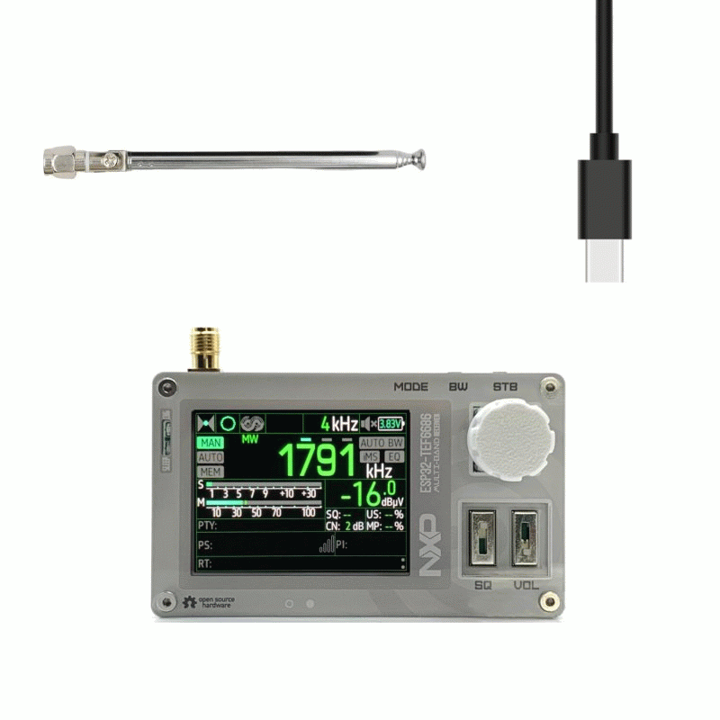 Black Loop Antenna Version - AMNVOLT C3 Mini TEF6686 DSP Radio ESP32 Chip Full Band Radio FM/LW/MW/S