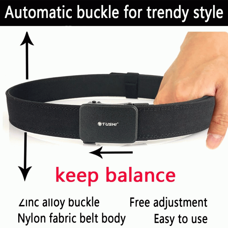 Army Green - TUSHI 120cm Automatic Buckle Men Tactical Belt 1100D Nylon Thickened Hardened Double-la