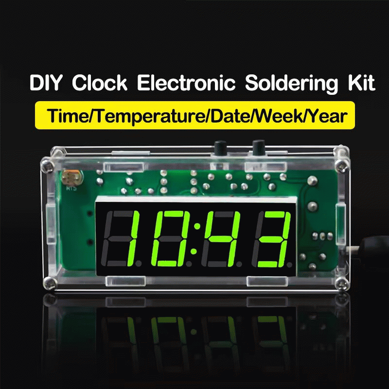 Green - DIY Digital Clock Kit Multifunctional DS1302 USB Nixie Tube Display with Alarm Temperature M