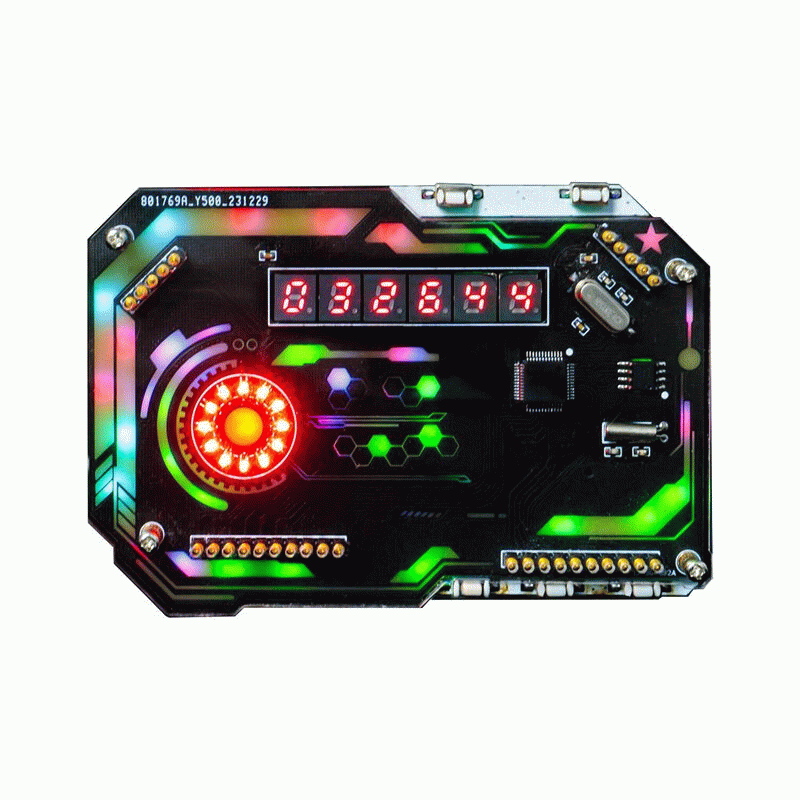 Unassemble Kit - DIY Desktop Digital Clock Electronic Kit Colorful LED Display Type-C Power Supply R