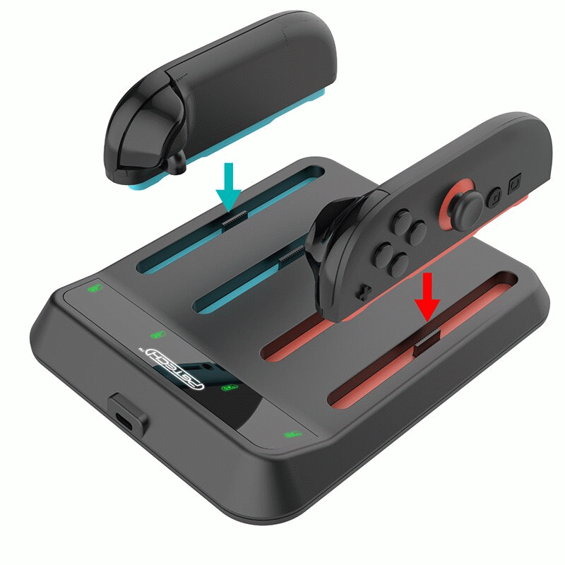 Grey - PGTECH GP-371 Switch2 Joy-Con 4-in-1 Charging Dock Magnetic Alignment Type-C Fast Charging St