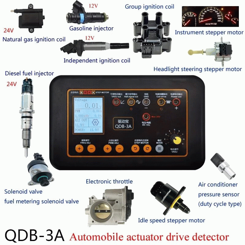Black - QDB 3A Automobile Ignition Coil Tester Solenoid Valve Fuel Injector Stepper Motor Drive Hall