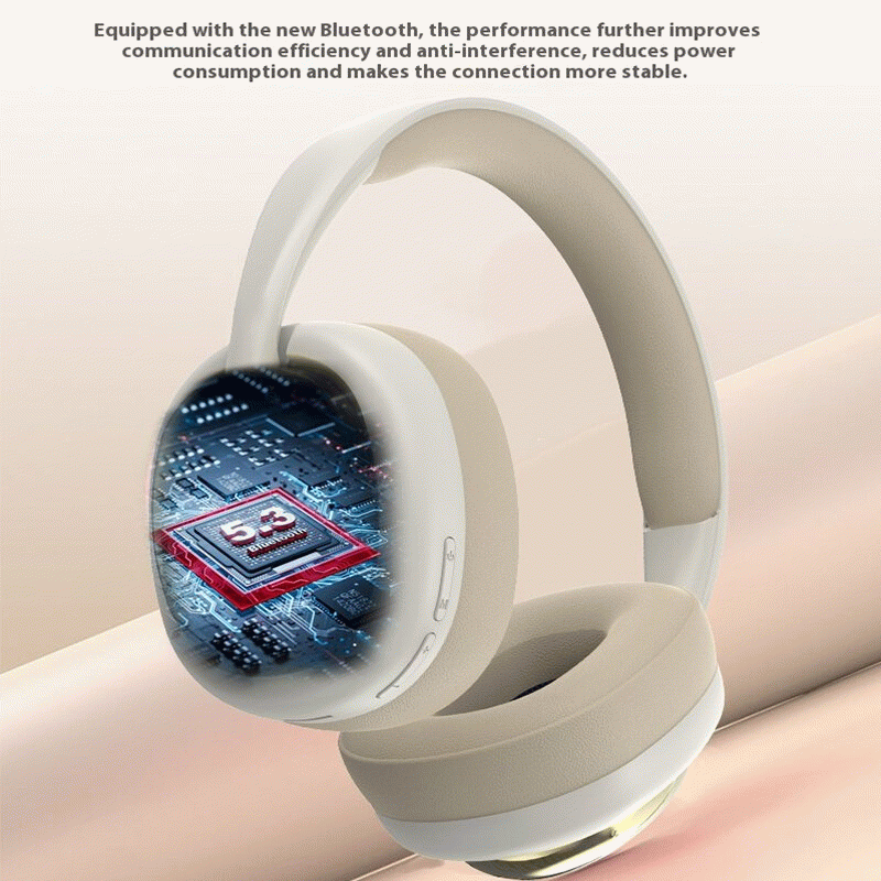 Khaki - Wireless bluetooth Headset 40mm Large Driver HiFi Sound 12H Playback Soft Earmuffs Built-in
